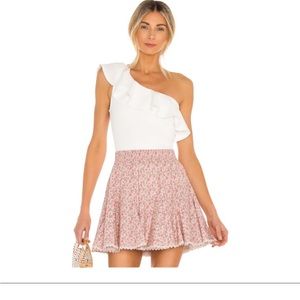 Show Me Your Mumu Ophella Bodysuit One Shoulder Ruffle in Bone White